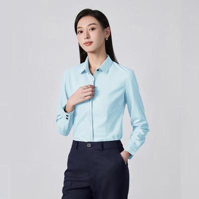Damen Business Casual Langarm Hemd mit Knöpfen