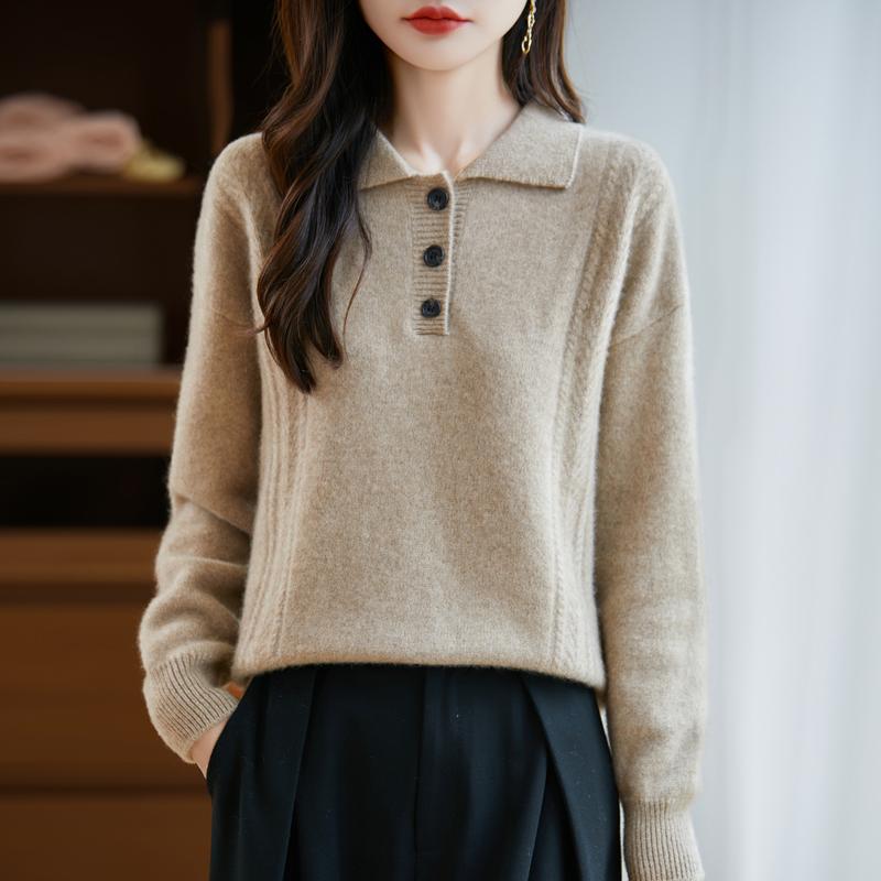 Women's cashmere sweater Qinghe cashmere 30% cashmere 70% wool autumn and winter pullover warm and fashionable