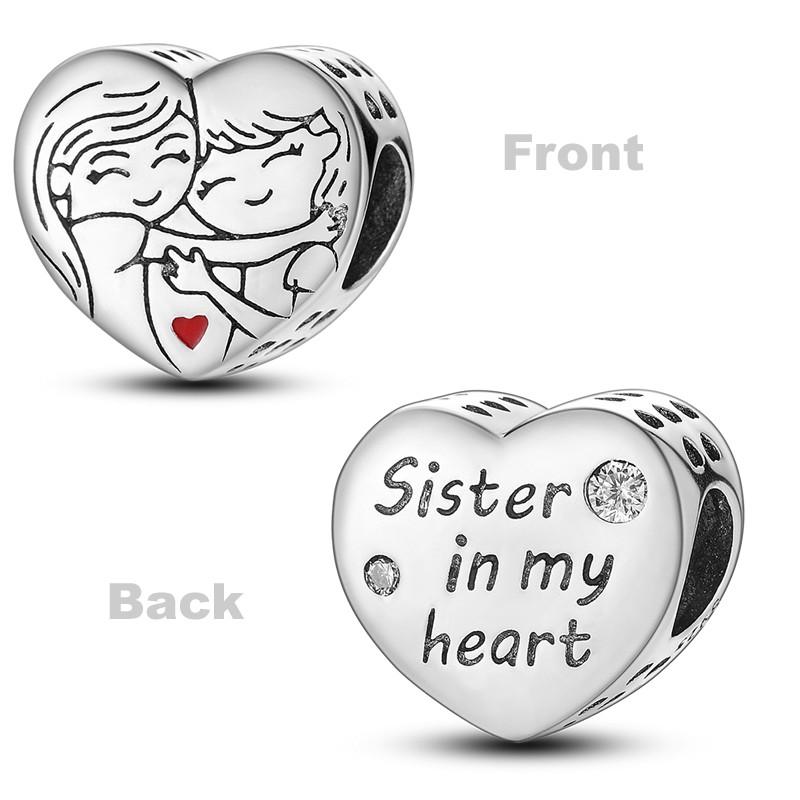 Шармы-бусины  Сестринская любовь  Медь Дружба Подарок Лучшему Другу Подвески Подходят для Оригинального Браслета Pandora DIY Украшения