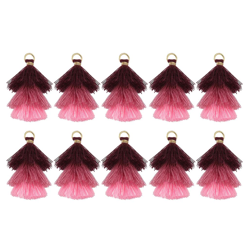 10Pcs Tiny Tri-Layered Tassels 1.6" Mini Tassel Bag Charm Bohemian Keychains Handmade Tassel Keychain for DIY Projects