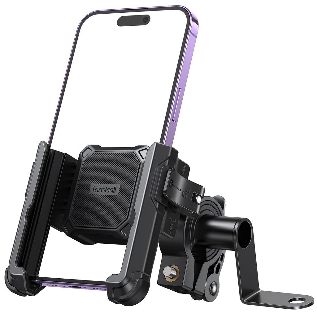 Lamicall Motorcycle Phone Attaches and Detaches In 1 Operation with Mirror Drop Compatible with Handlebar iPhone 16 16 16 Pro iPhone and Android