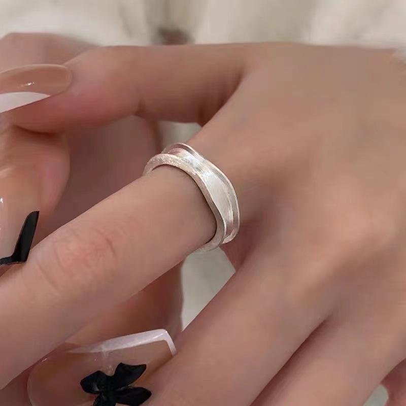 S925 Sterling Silver Irregular Pearl Letter Adjustable Ring for Women