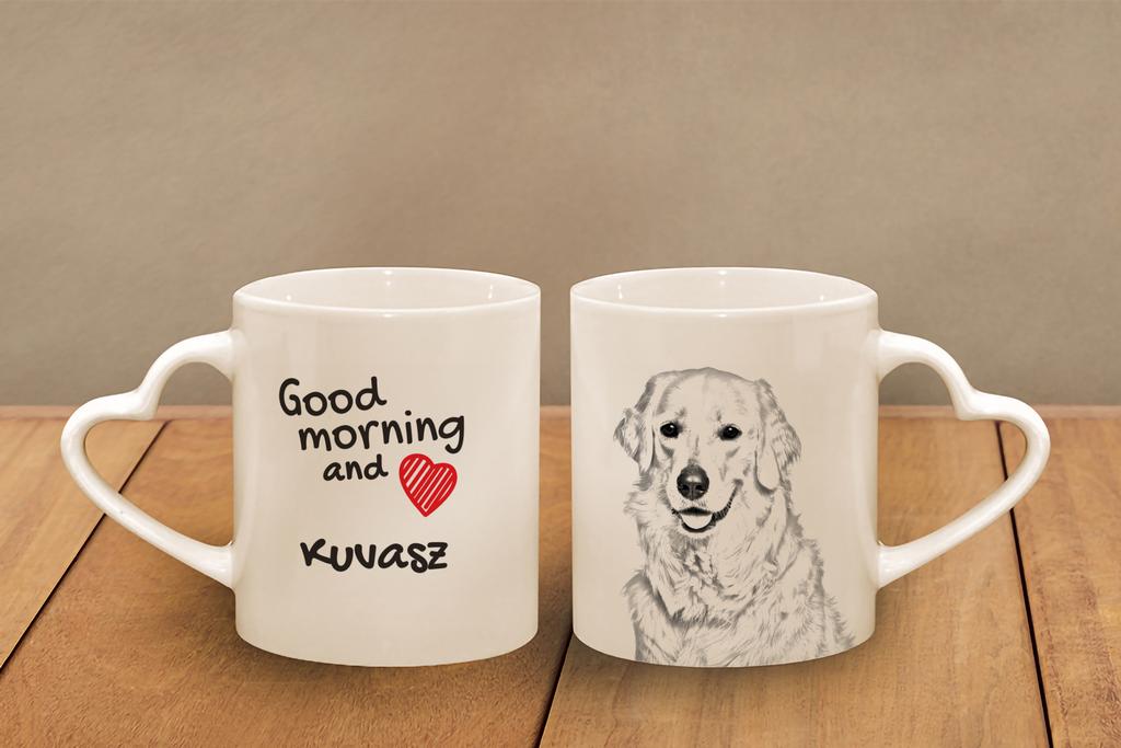 Kuvasz - cup with a dog, adorable cup with a heart-shaped handle, universal gift from the Art-Dog brand