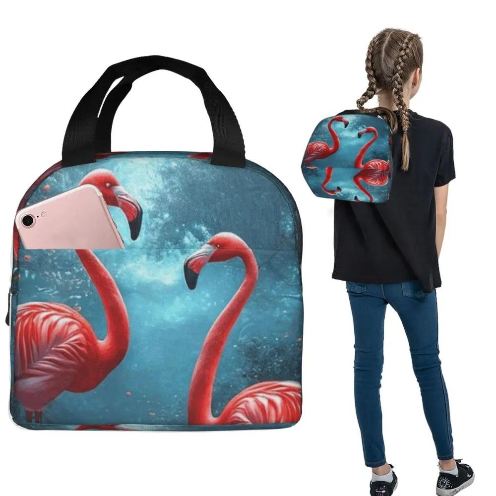 Flamingo In The Tropical Pond Insulated Lunch Bag for Women Children Leakproof Food Boxes Thermal Lunch Box Tote
