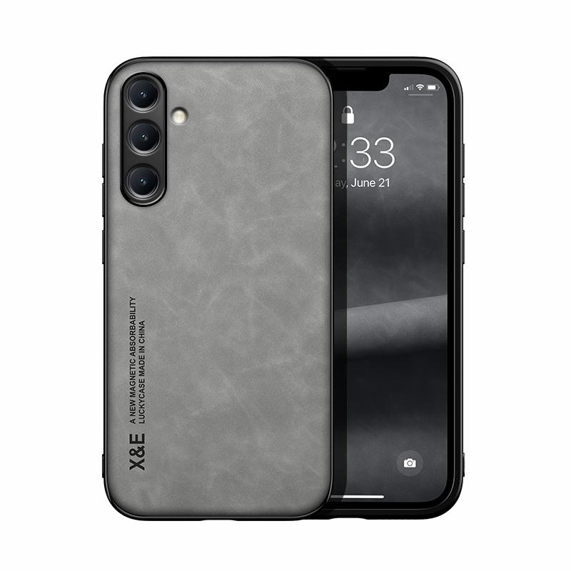 For Samsung A56 A36 A26 Car Magnetic Leather Texture Case For Galaxy  A05S A15 A16 A17 A24 A34 Slip Shockproof Protective Cover