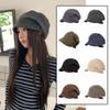 Rivet Ornament Slouchy Beret Solid Color Studded Beanie Newsboy Cap Short Brim Hat  Fashion Girls