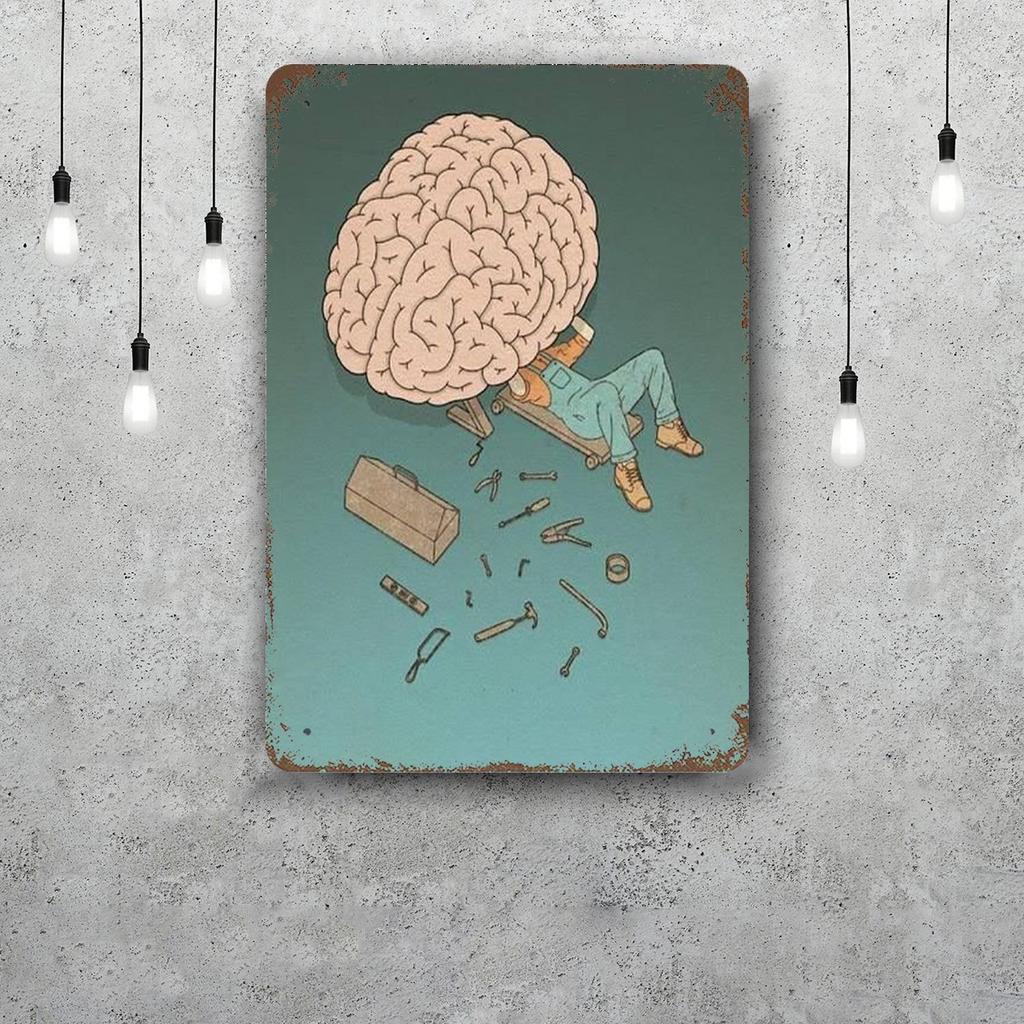 Brain Funny Bar Metal Sign Retro Plaque Vintage Sign Alcohol Drinker Pub Club Man Cave Kitchen Wall Decoration