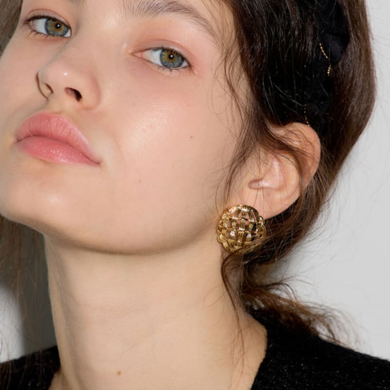 Les Bijoux Philosophy LB_Grid circle earring_GOLD
