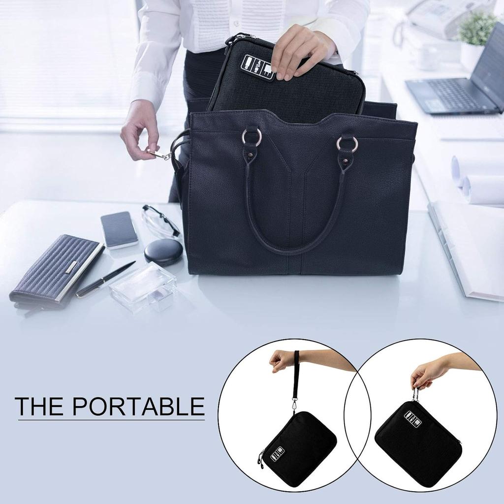 Travel Cable Organizer Bag Waterproof Portable Electronic Accessories Organizer for USB Cable Cord Phone Charger Headset Wire SD Card with 5pcs Cable