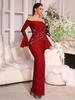 European Style Strapless Rhinestone One-Shoulder Elegant Long Dress