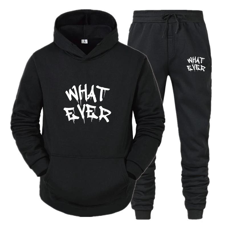 What Ever Jogging Tracksuit Outdoor Women Hooded Two Piece Sets Casual Long Sleeve Pullover Drawstring Pants Suit Racing