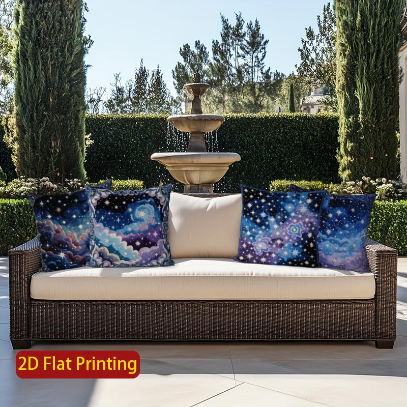 2D Starry Night Sky Patterned Pillow Covers Pattern Cushion Cover Suitable For Sofa Bedroom Car Pillow Cover