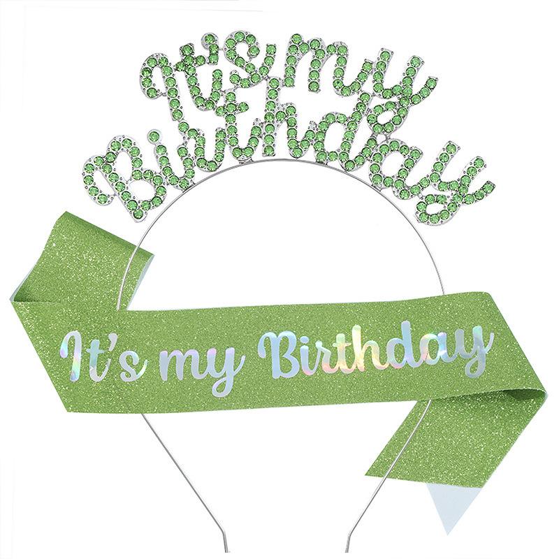 

New Birthday Headband Shoulder Strap Etiquette Belt Set IT S MY BIRTHDAY Women s Headdress Hair Accessories Party