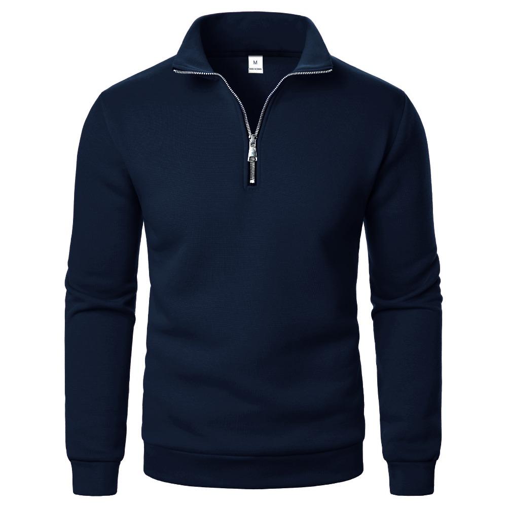 Casual Half-zip Stand Collar Sweatshirt Trendy Simple Loose Fleece Men's Sweatshirt Zipper