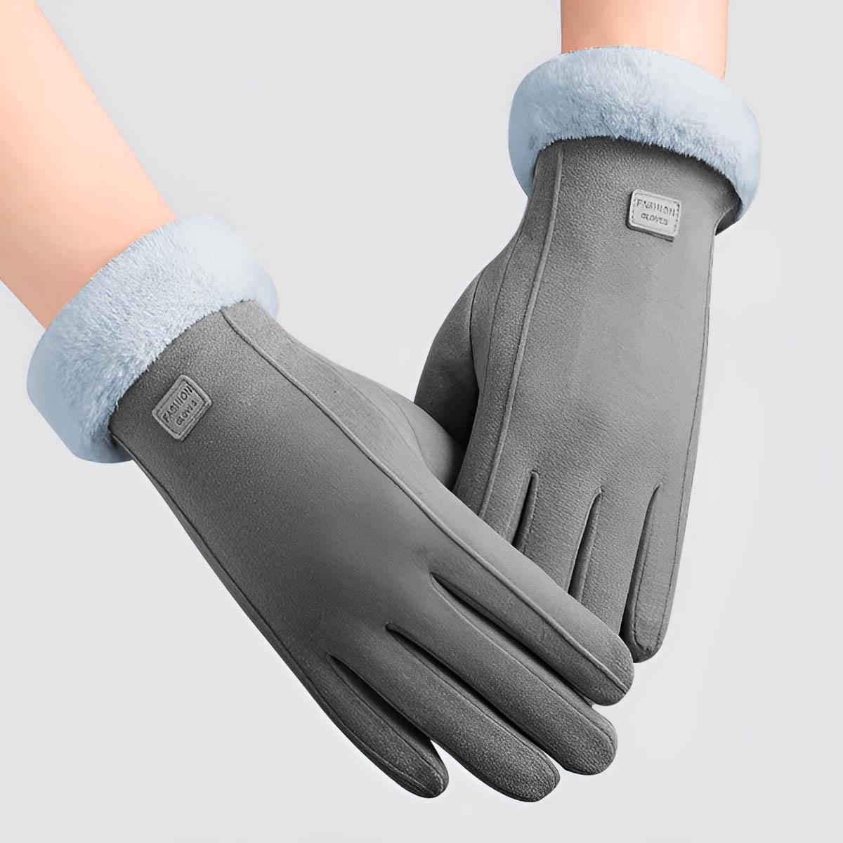 Gloves for autumn and winter, warm and plush cycling, thick and cute plush, cold resistant cycling windproof touch screen gloves