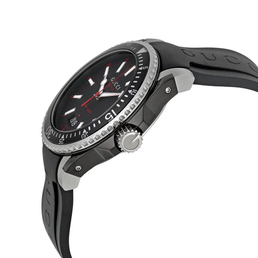 Gucci YA136303 Ceas pentru bărbați cu cadran negru cu bandă din silicon