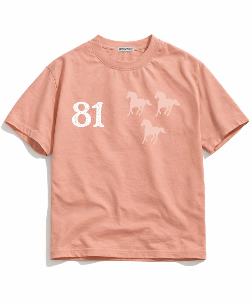 NP STUDIO 81 Logo Oversized Short Sleeve T-Shirt [ Dust Pink ]