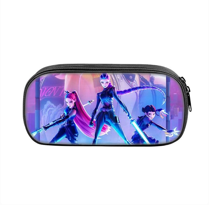 Kpop Demon Hunters Portable Pencil Pouch Nylon Storage Case For Kids And Teens