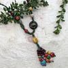 New Forest handmade ceramic necklace, women's retro versatile sweater chain simple long accessories pendant