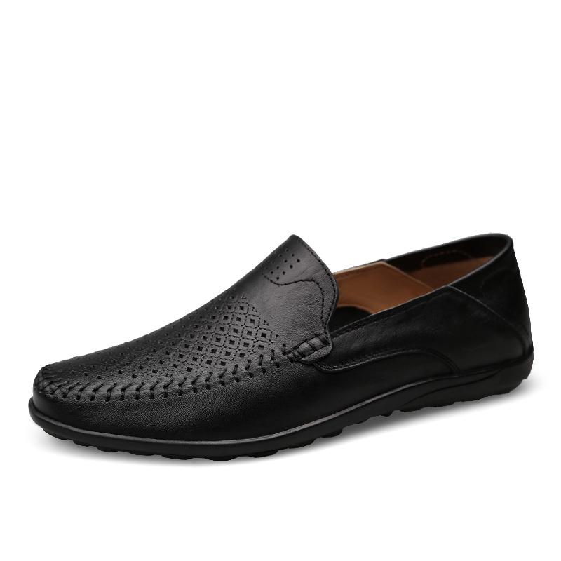 JKPUDUN Italian Mens Shoes Casual Luxury Brand Summer Men Loafers Genuine Leather Moccasins Comfy Breathable Slip On Boat Shoes