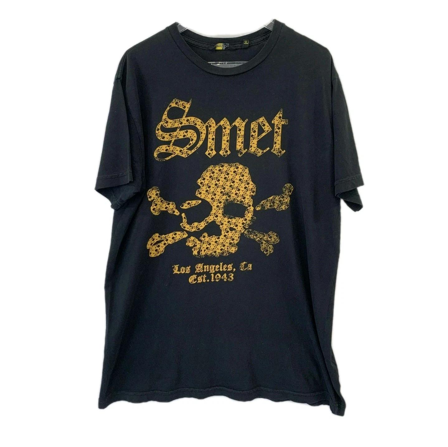 

Smet Born on the Street Skull Crossbones Graphic T-Shirt Black XL Made in USA#6 S