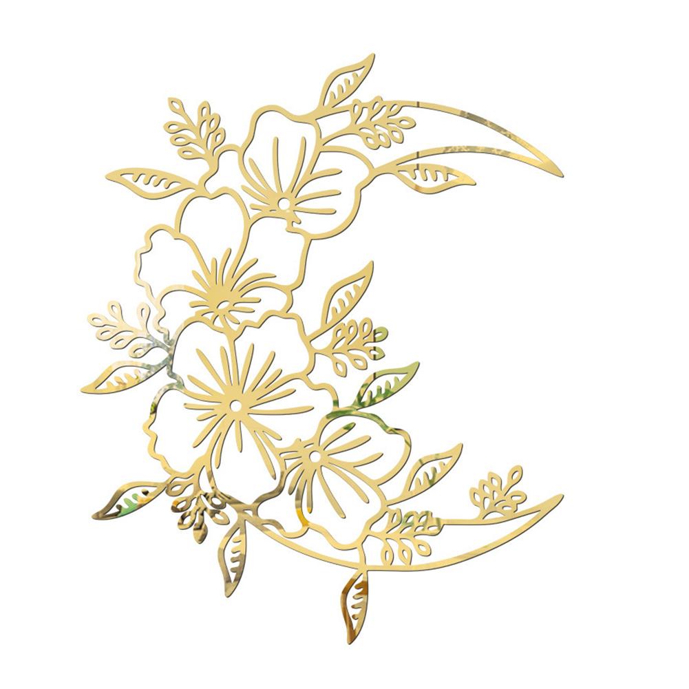 

Crescent Hollow Flower 3D Acrylic Mirror Wall Sticker Mural Art Home Room Decals золотий