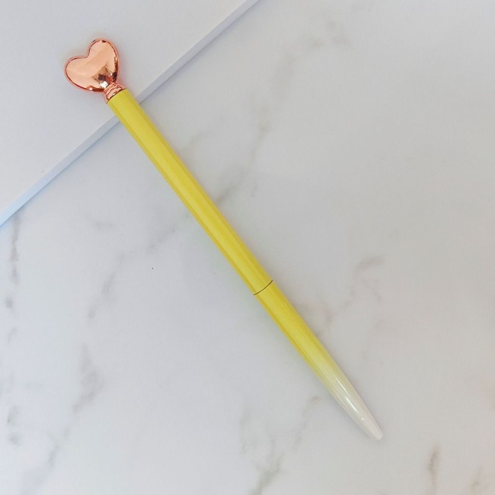 Black Ink Love Heart Ballpoint Pen Mental Writing Pen Aesthetic Neutral Pen  Back To School