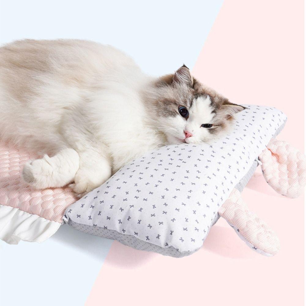 Ice Silk Fabric Breathable Dog Bed Skin Friendly Dog Bed Flounce Cooling Pet Bed  Indoor Use