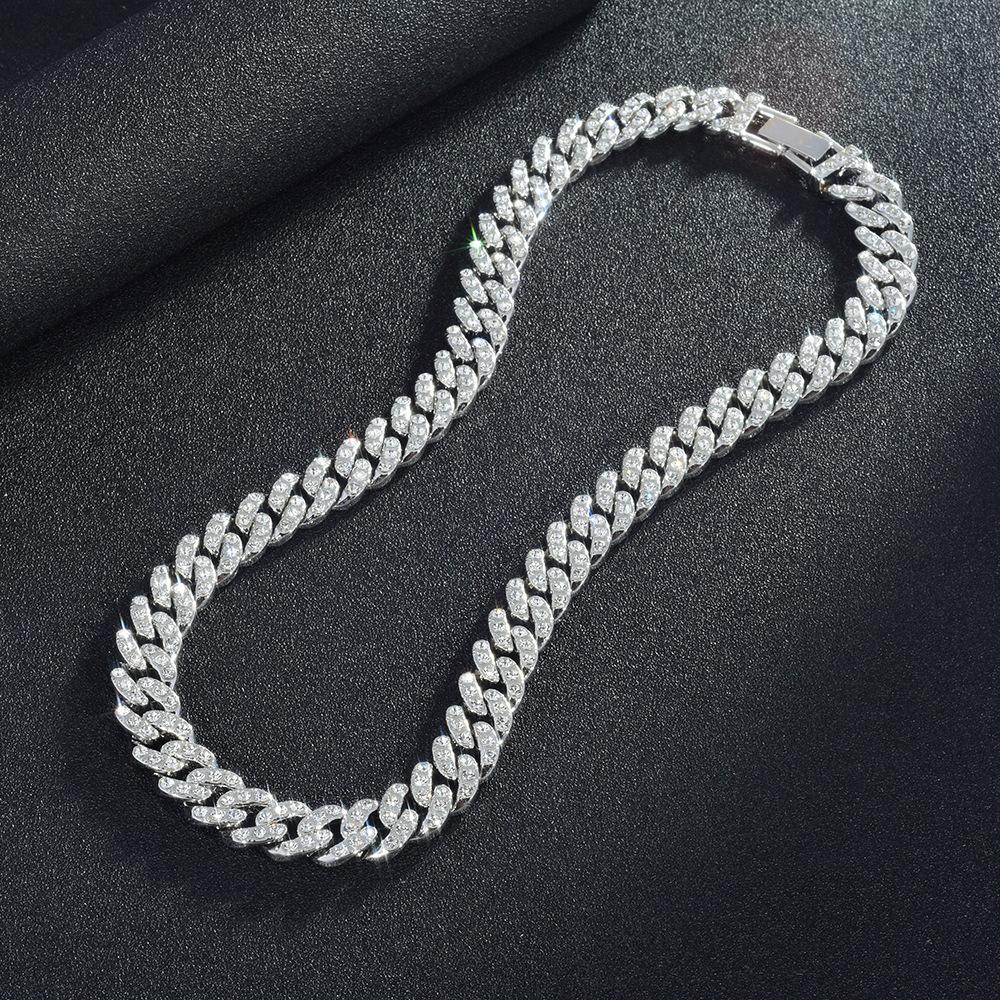 New High Quality 9MM Width Miami Cuban Chain Necklace For Men Women Hip Hop Iced Out Bling Charm Chains Necklace Fashion Jewelry