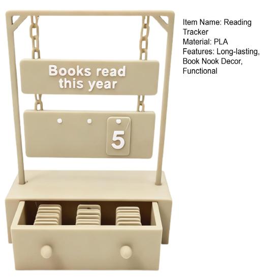 Book Read Tracker 3D Printed Shelf Sign Chapter Counter Book Read This Year Tracker with Interchangeable Number Sets Gift for Book Lovers
