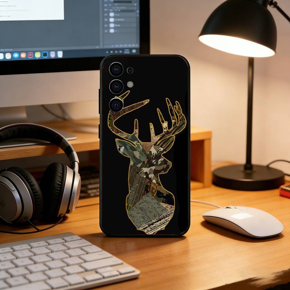 Deer Hunting Camo Phone Case For Samsung S25,S24,S21,S22,S23,S30,Ultra,S20,Plus,Fe,Lite,Note,10,Black Cover