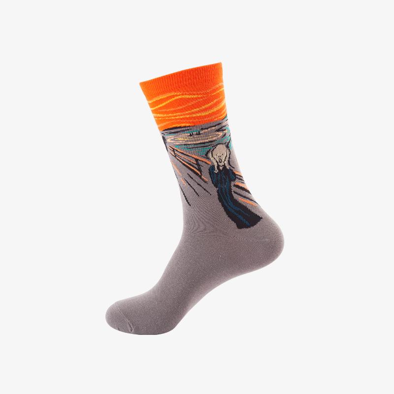 Moyu Trendige Baumwollsocken in Wadenhöhe mit Aufdruck für Damen und Herren – Herbst/Winter Kollektion