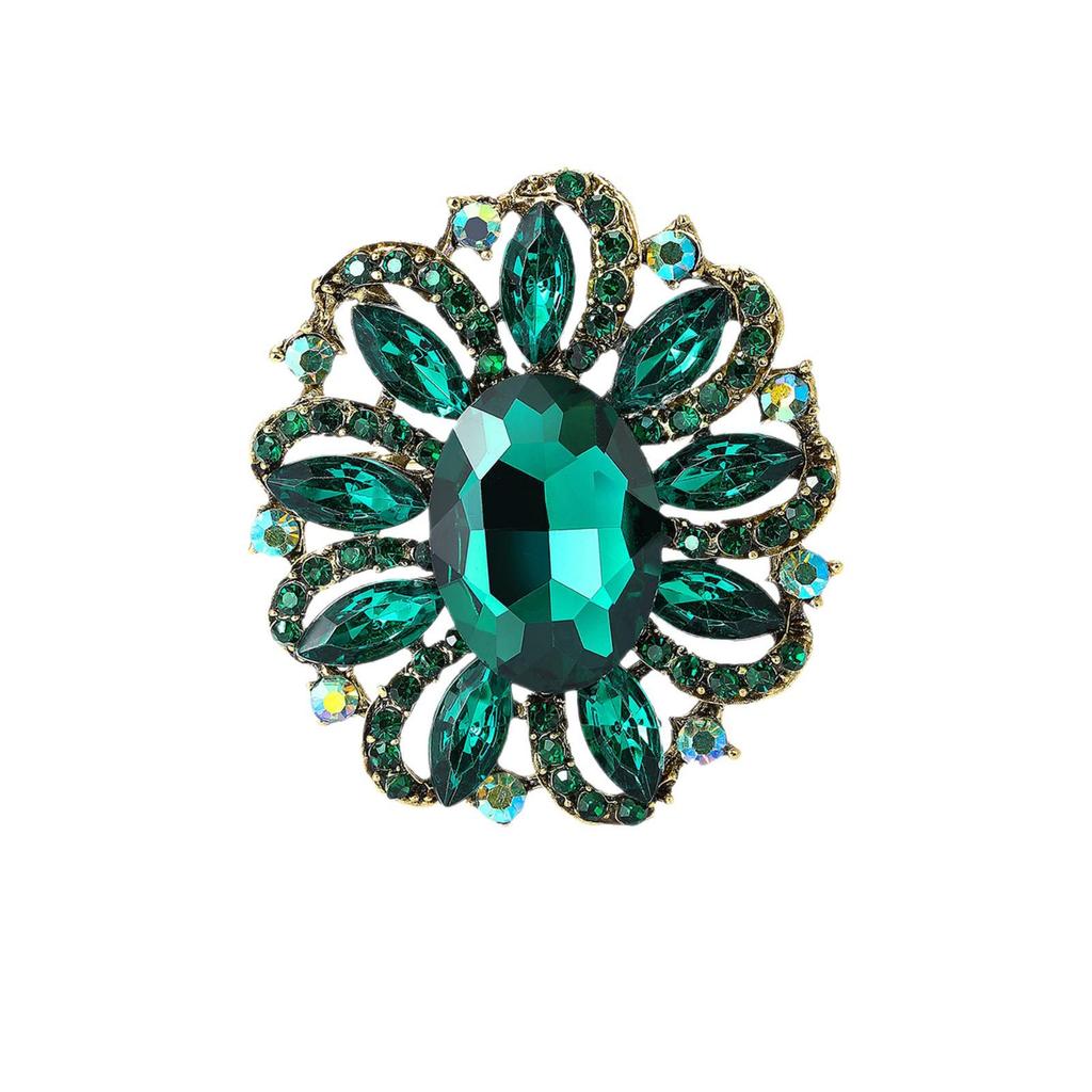 Spilla Brooch in Lega e Vetro Retrò - Gioiello Elegante per Sciarpa e Cappotto da Donna