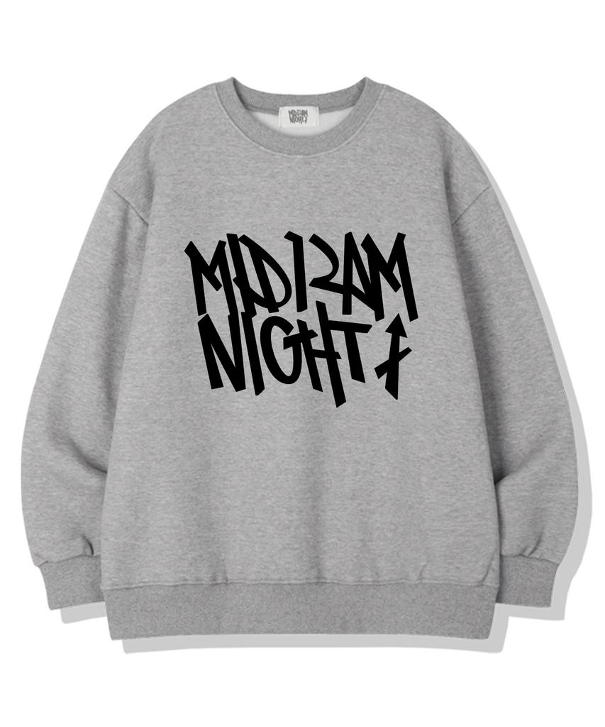 MIDNIGHT12AM Signature Logo French Terry Sweatshirt Gray