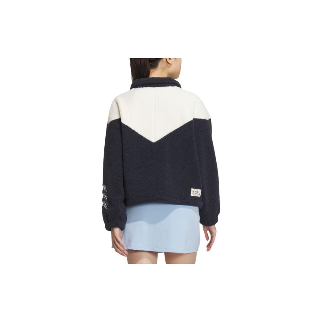 Adidas Originals Collegiate Collection FW24 Fashion Sports Color Block Retro Stand Collar Jacket Women Jacket Dark-Navy Blue White JD6369