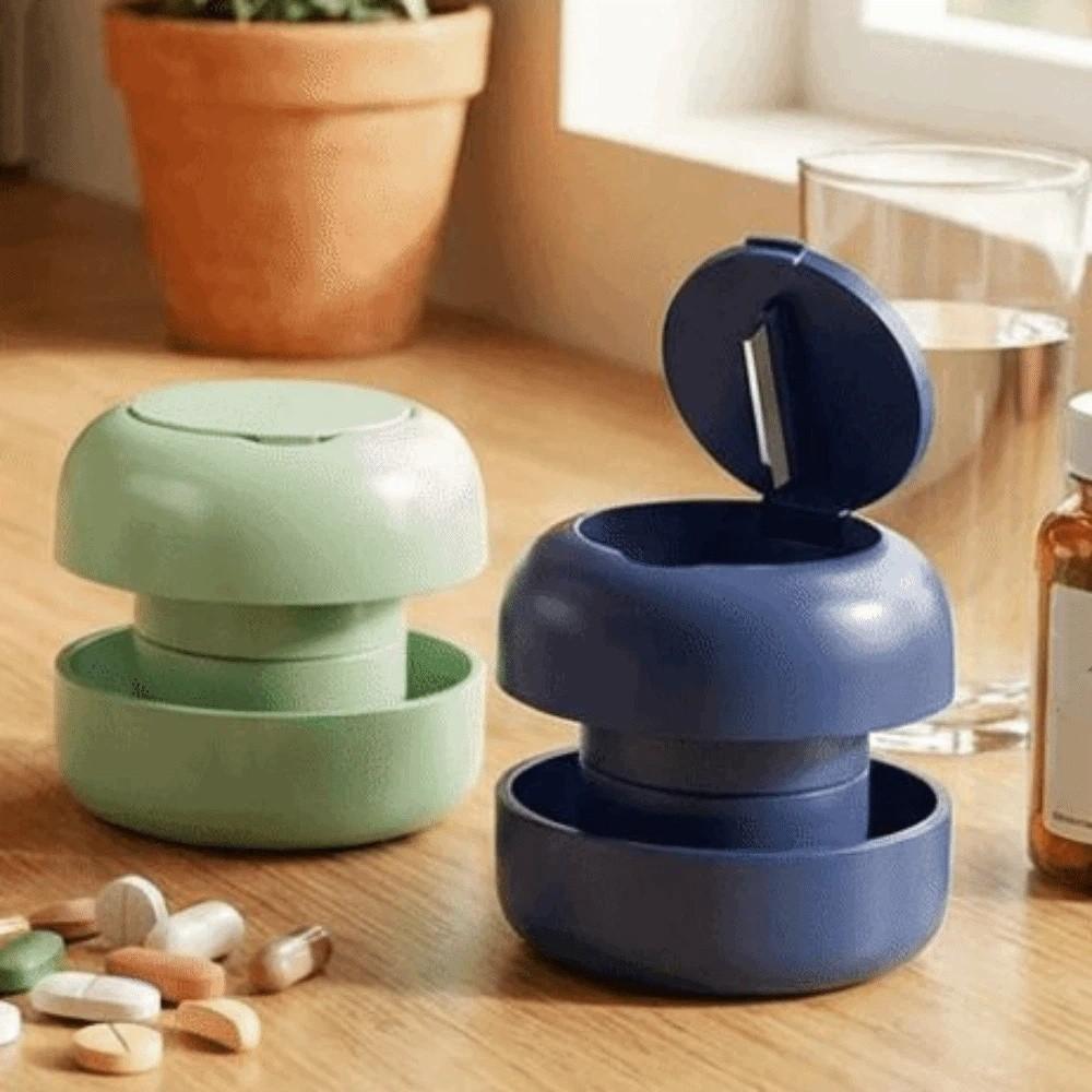 3-in-1 Pill Cutter Box Stainless Steel Dust-proof Medicine Cutter Portable Compact Pill Grinder Vitamin Splitting