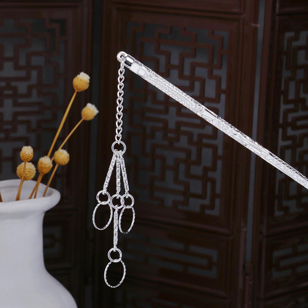 Miao Geometric Hollowed Out Step Shaking Tassel Hairpin Vintage Peacock Tassel Ancient Wind Cheongsam Cheongsam Hanbok Hair Ornaments