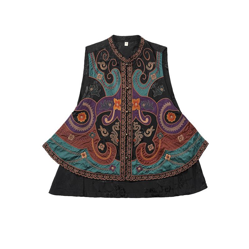 Women's Ethnic Style Embroidered Floral Vest - Chinese Retro Cardigan