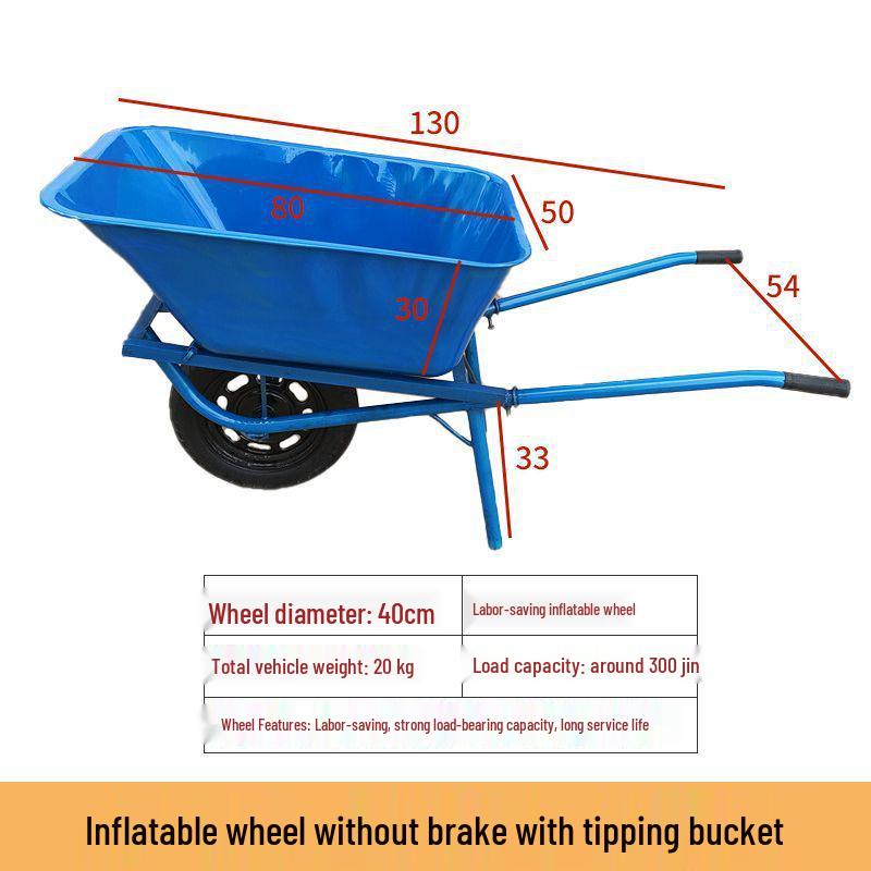 Dual-Wheel Agricultural Wheelbarrow - Small Handcart for Orchard, Construction, or Goods Transport