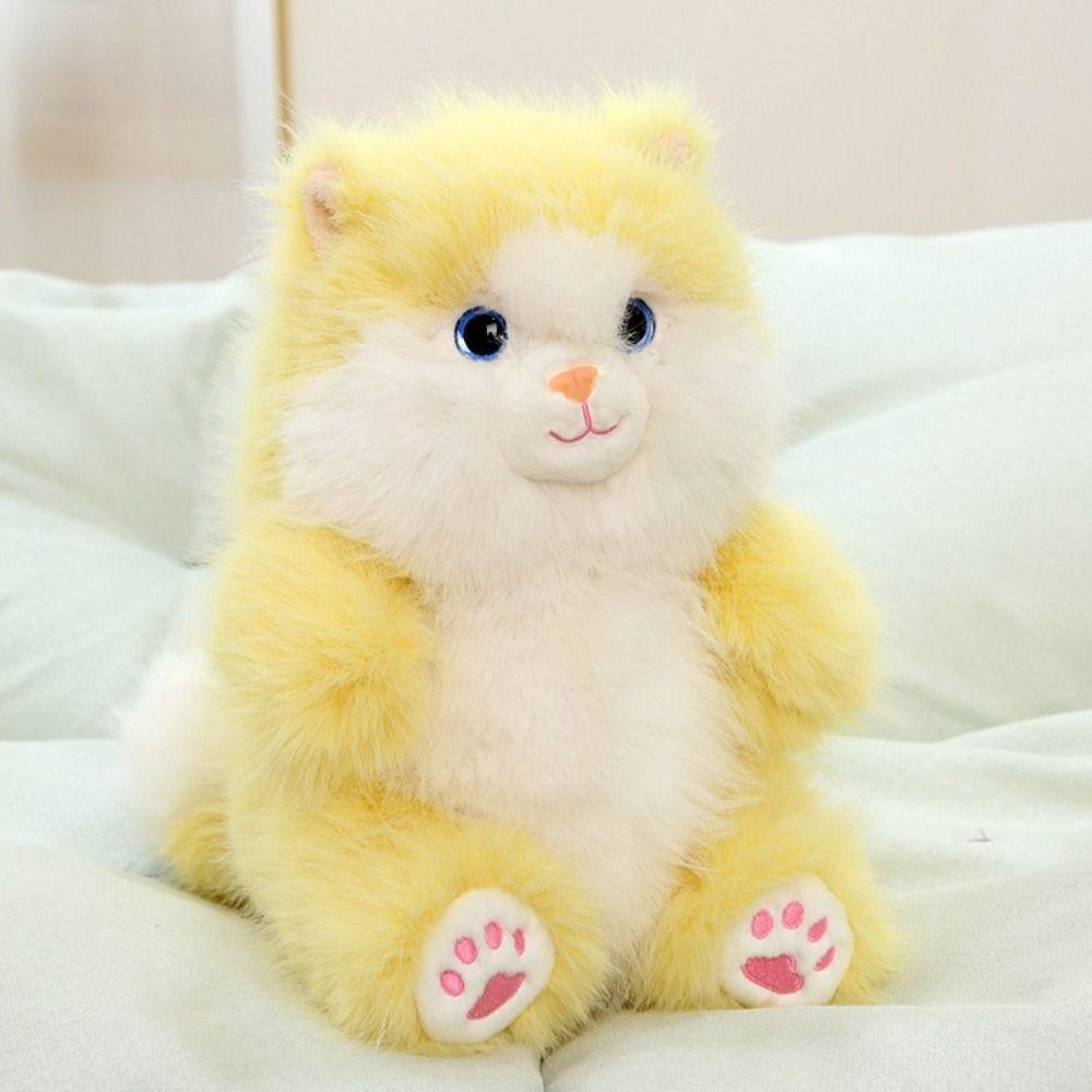 Soft Simulation Cat Plush Toys PP Cotton Gray Kitten Soft Dolls  Decorate Present