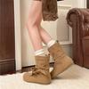 Fashion Fall New Flat Shorthole Boots Women's Fashion Round Toe Suede Sleeve Bow Non-Slip Single Boots