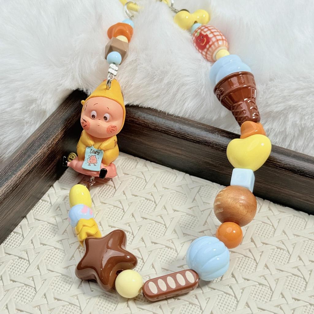 Star Person Beaded Phone Charm: Dopamine Color DIY Keyring