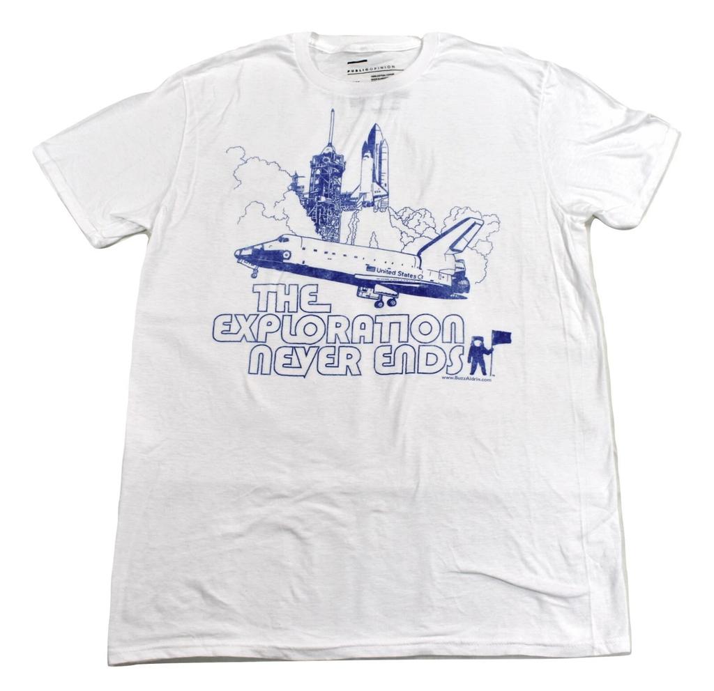 Public Opinion Mens The Exploration Never Ends Space Shuttle Shirt New L