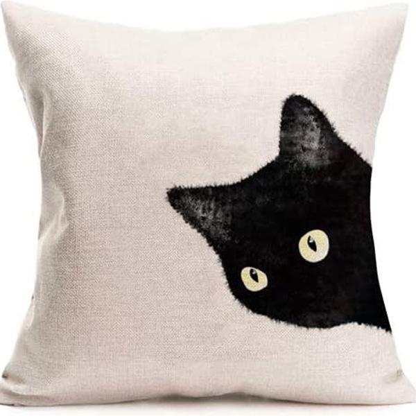 Kitten Gift Pillowcase Cute Pet Printed Linen Pillow Cushion Cover Bedside Living Room