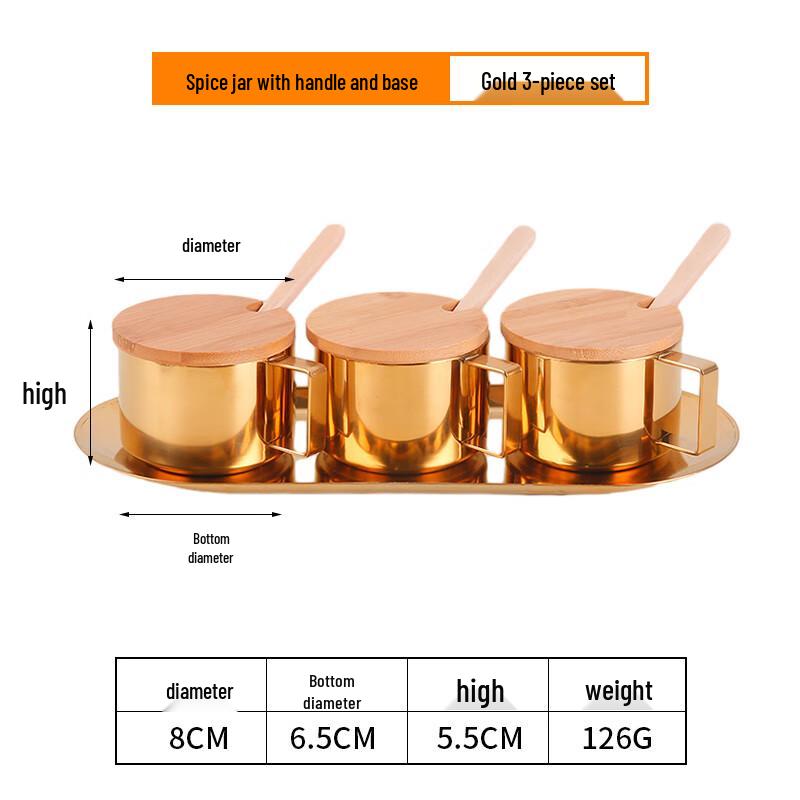 304 Stainless Steel Spice Jar Set with Wooden Lids