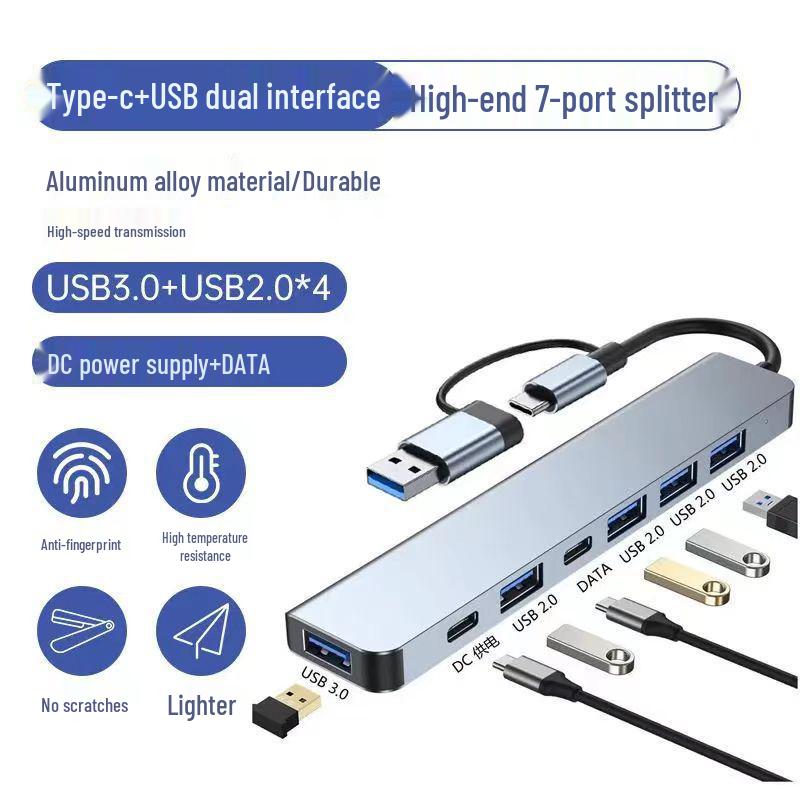 USB 3.0 Acht-in-Eins Typ-C Hub: Erweiterungsdock mit SD/TF-Kartenleser und Audio.