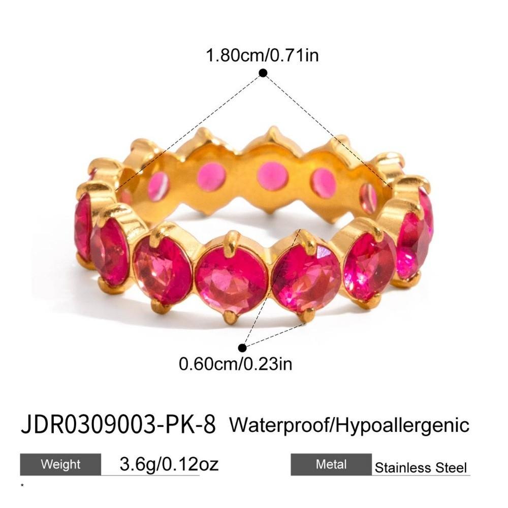 Purple Zircon Ring Rose Red Stackable Ring Fashion Stainless Steel Ring  Simple Design