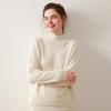 Women's Cashmere Knit Sweater - Solid Color, Half-High Collar, Loose Slimming Fit, Thick Drop Shoulder Sleeves for Autumn/Winter