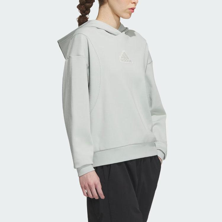 Adidas City Escape Hooded Sweatshirt With Solid Color Logo Women Tops Silver-Gray IP7077