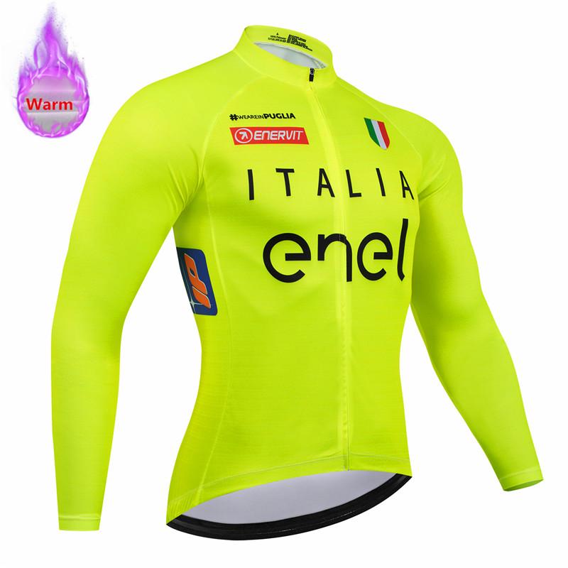 Italia Winter Thermal Fleece Long Sleeve Cycling Jersey Set Bib Pants Ropa Ciclismo Bicycle Clothing MTB Bike Mens Pro Team Suit